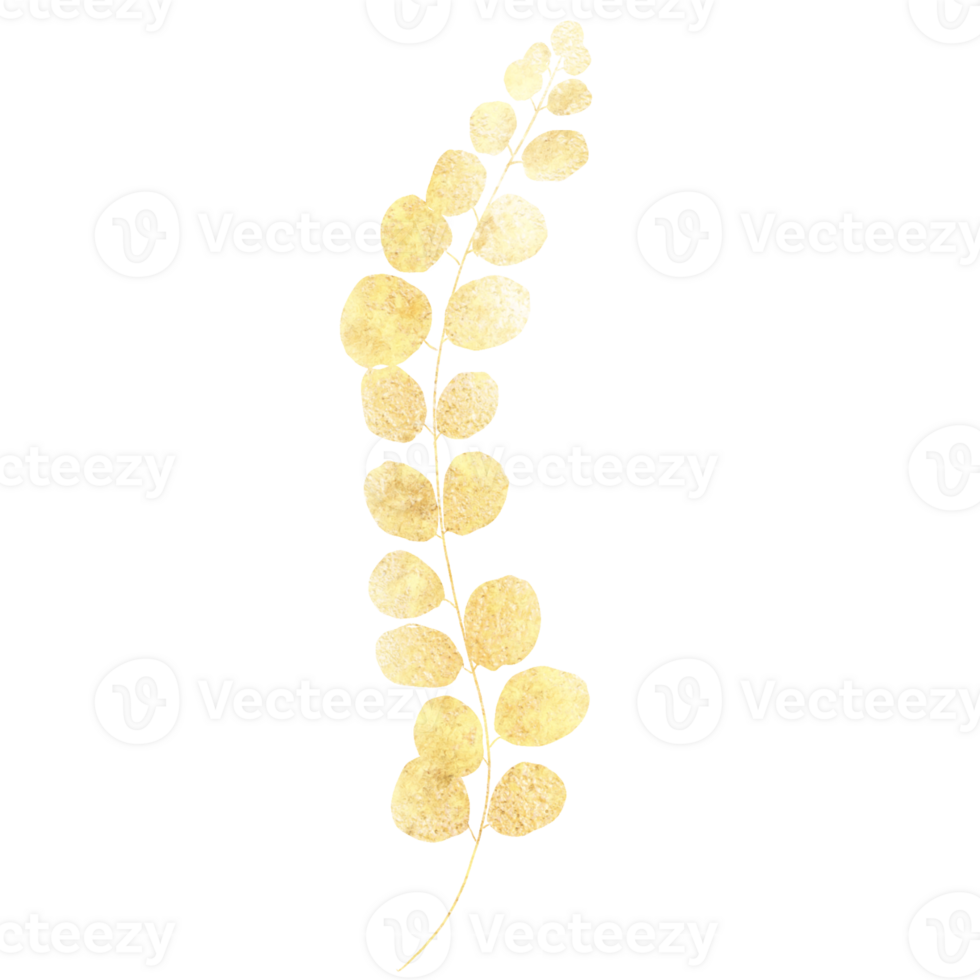 Glittery Gold Plant with Leaves on a Transparent Background png