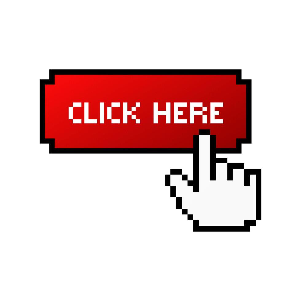 Click icon in red color with gradient. vector