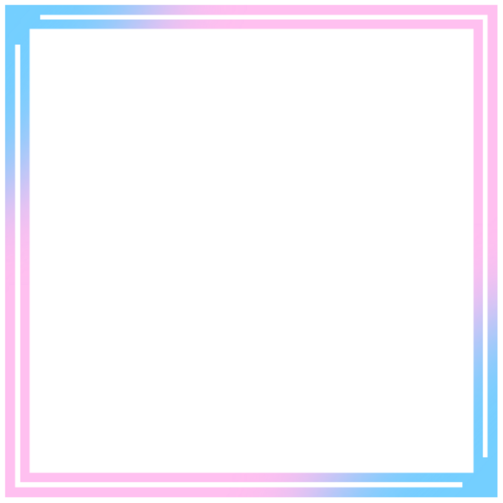 A pink and blue square frame on a transparent background png