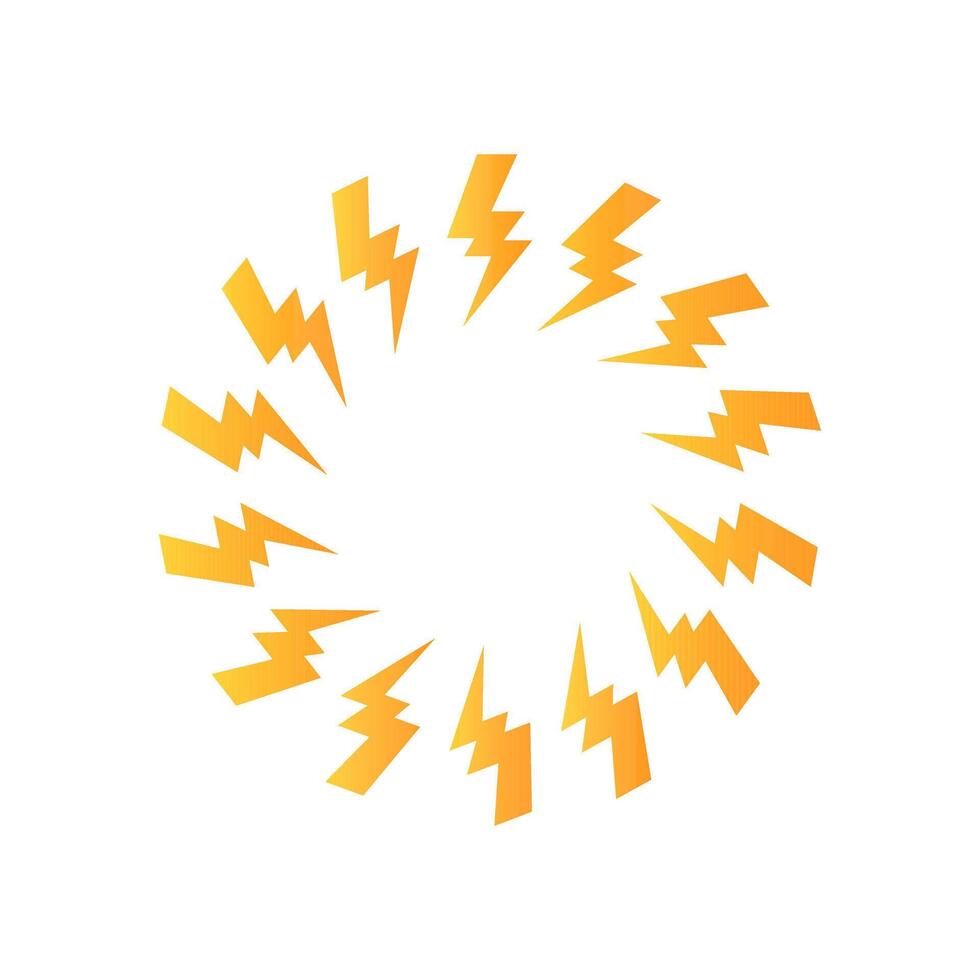 Yellow bolt zap circle frame. vector