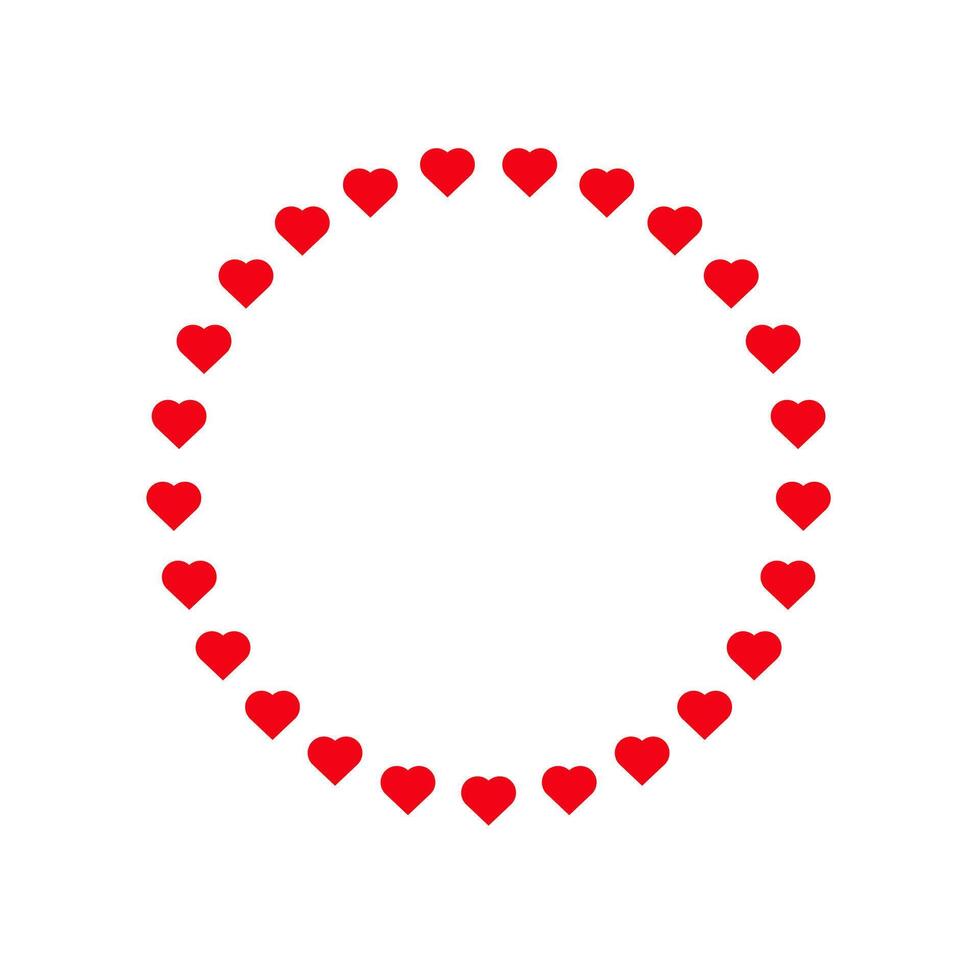 Red heart circle frame. vector