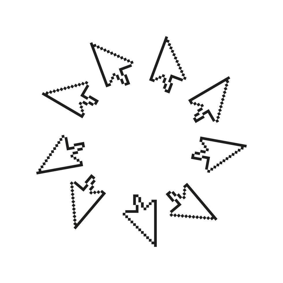 Pixel arrow circle frame. vector