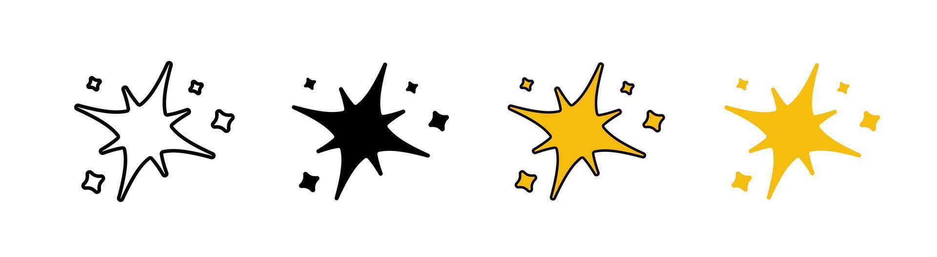 Black and yellow and outline twinkle collection. vector