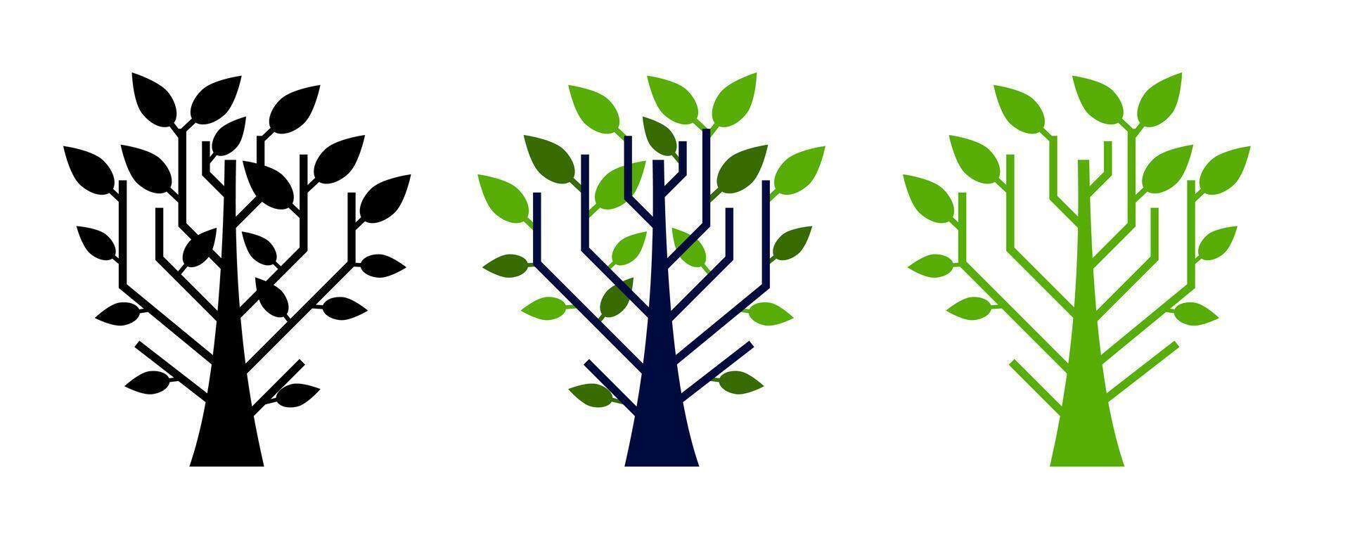 Abstract decision tree in minimalistic style with green leafs. vector