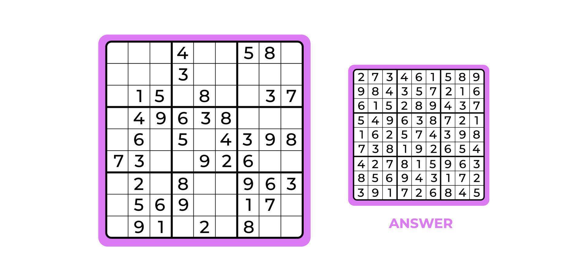 Sudoku boar intellectual game with numbers. Education game for brain activity. vector