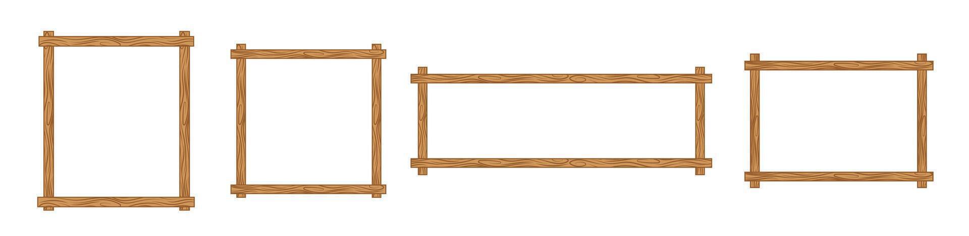 Set of wooden frame for pictures and photos. Decorative frameworks for gallery. vector