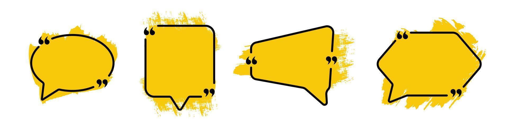 Yellow set of quote frame without text. vector