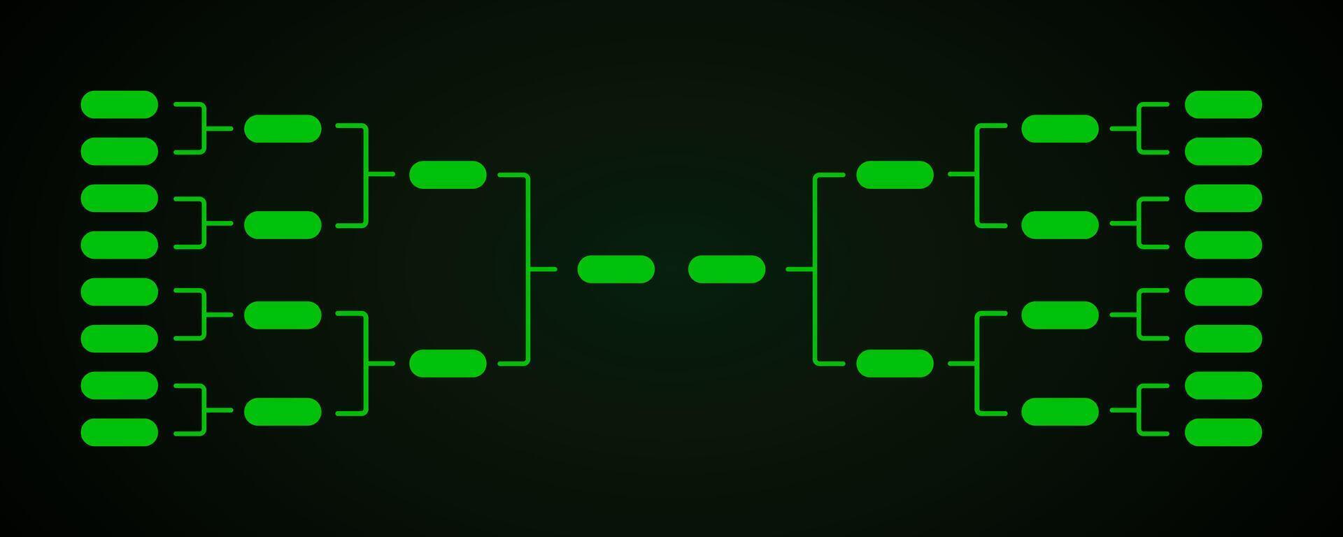 Green tournament chart structure in matrix style. vector