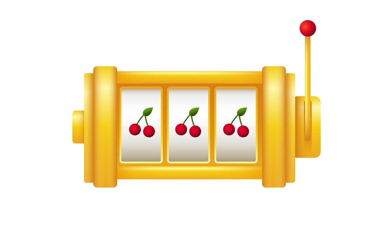 Golden slot machine with cherry. Lucky machine for casino and gambling. vector