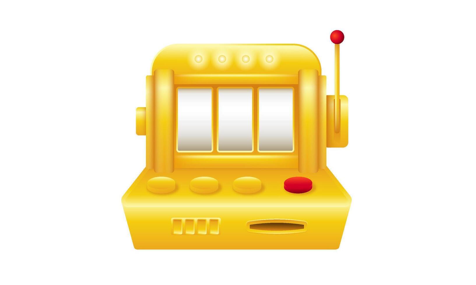 Golden casino slot machine with empty slots. vector