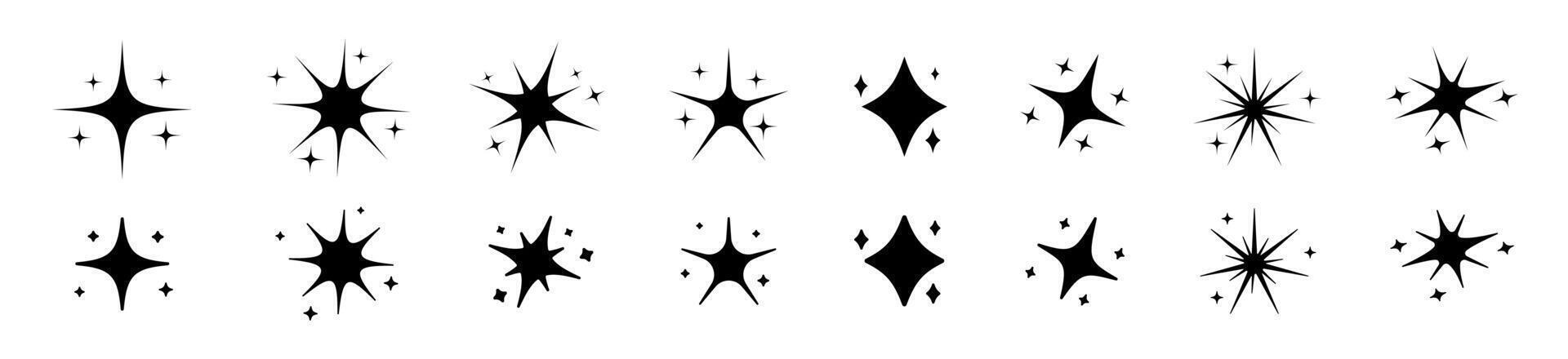 Black sparkle set. Signs of shining and twinkling start. vector