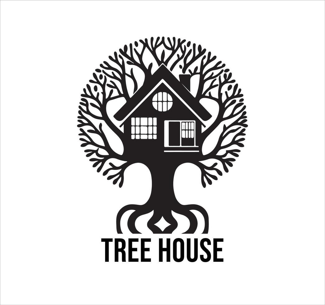Tree house logo design vector