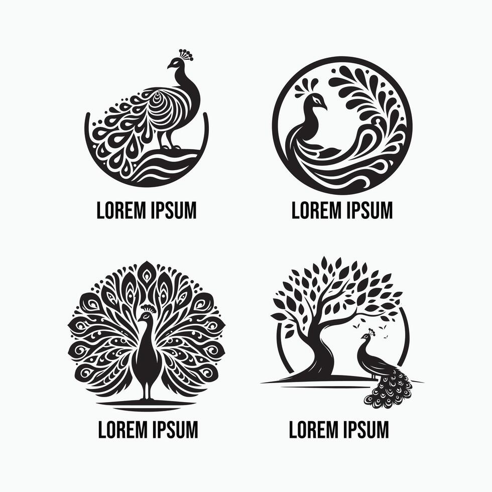 Unique Peacock Logo Design Concepts vector