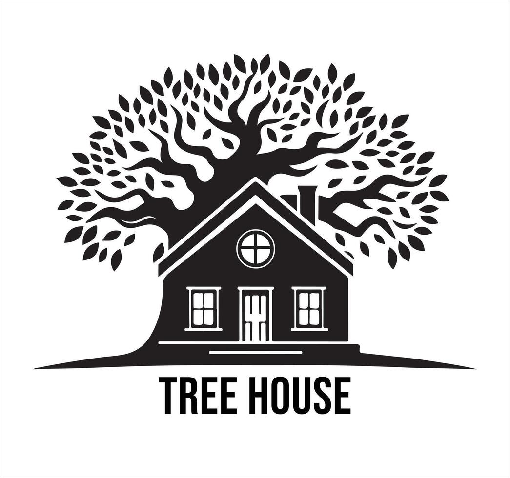 Tree house logo design vector
