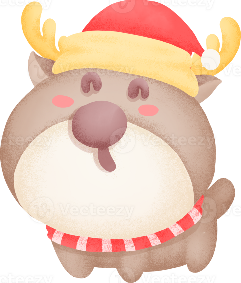 cute reindeer christmas day watercolour element png