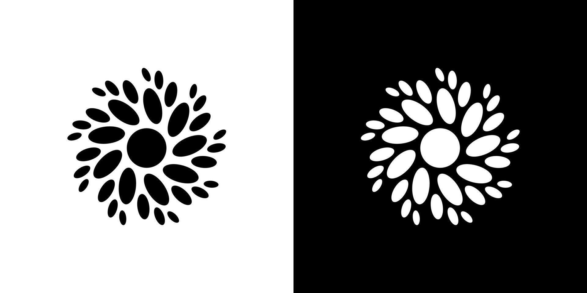 Circular flower icon logo floral black ornament motif pattern vector
