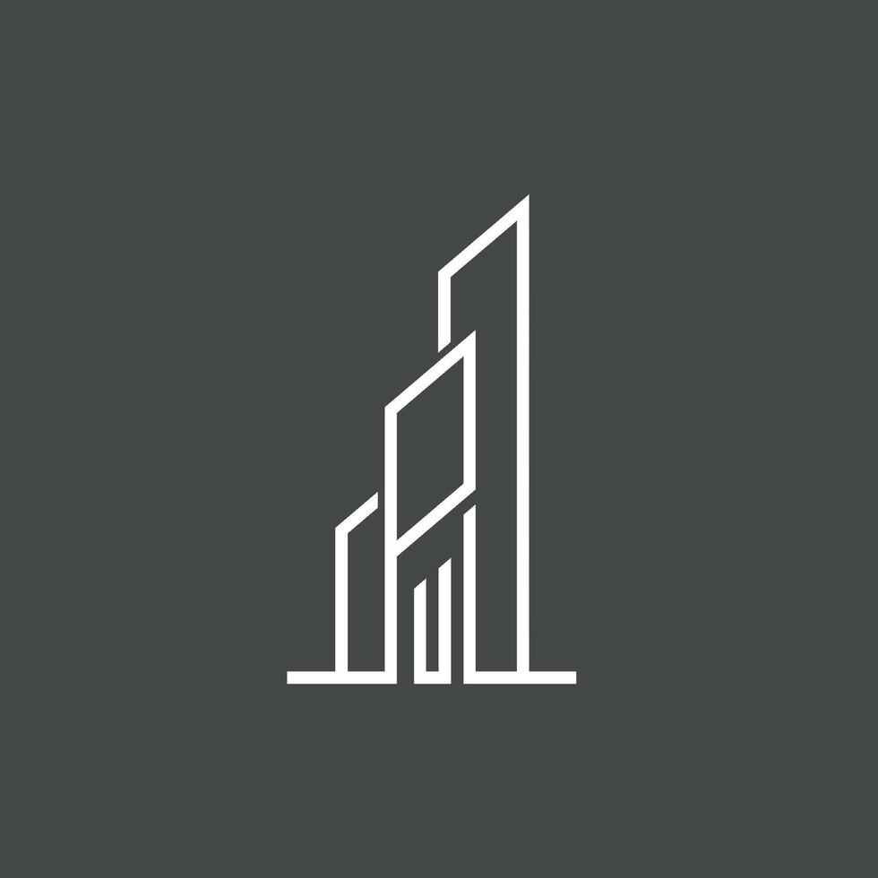 Building tower logo business line outline construction design isolated vector