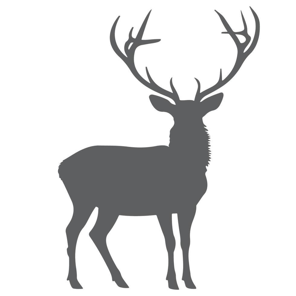 Illustration of a Black Deer Silhouette in Cartoon Style vector