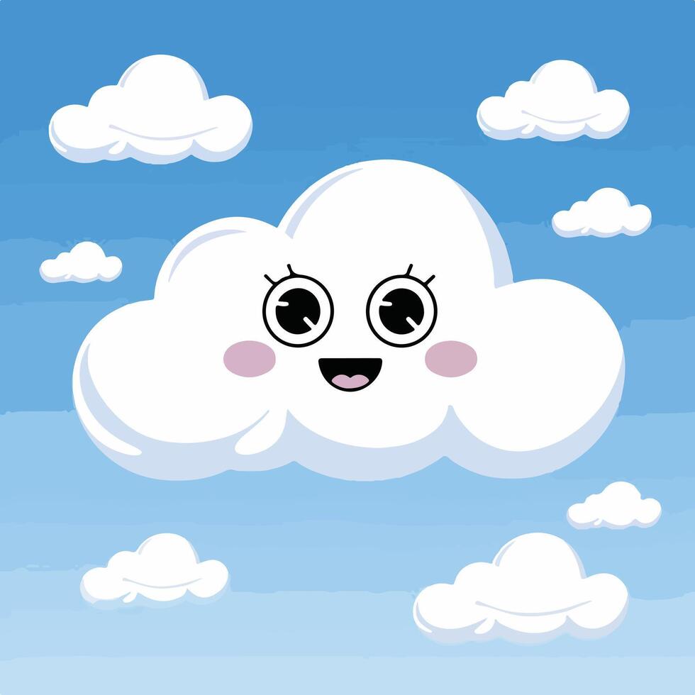 a white cloud with a face that says hello kitty vector