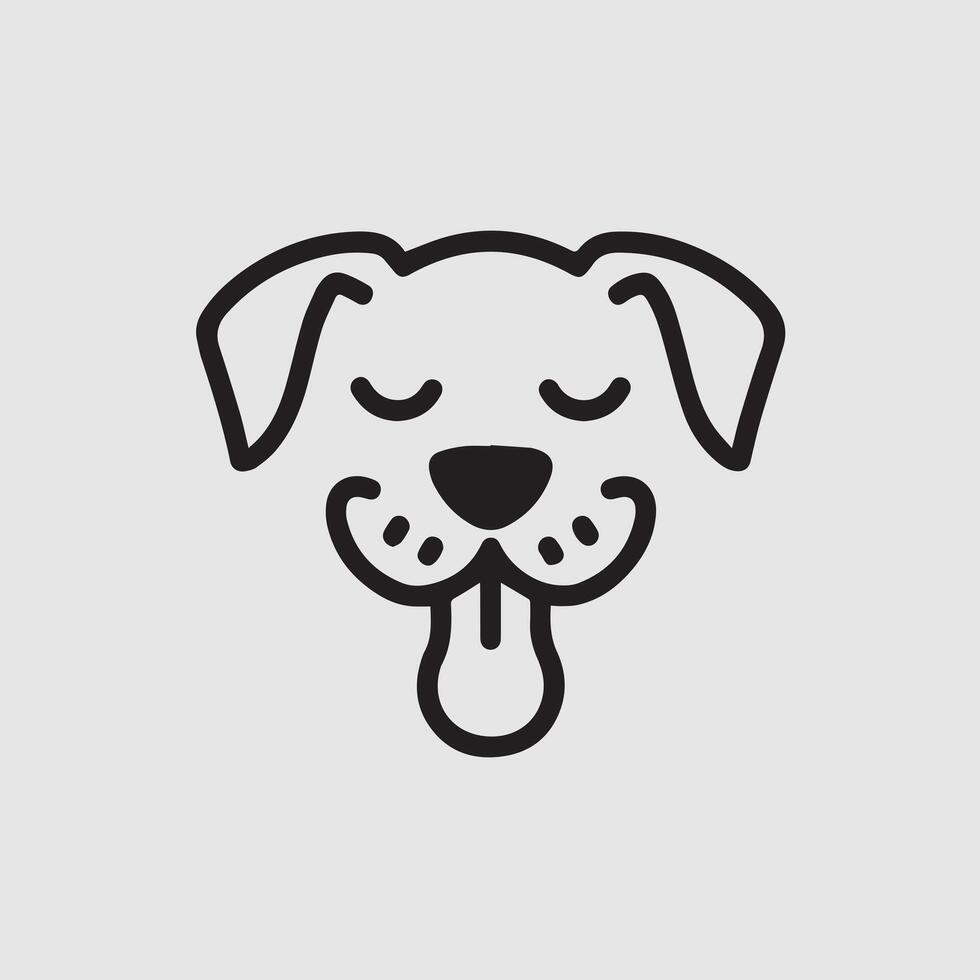 a drawing of a dog with a tongue sticking out logo . vector
