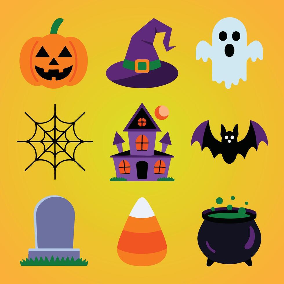 a collection of halloween icons vector