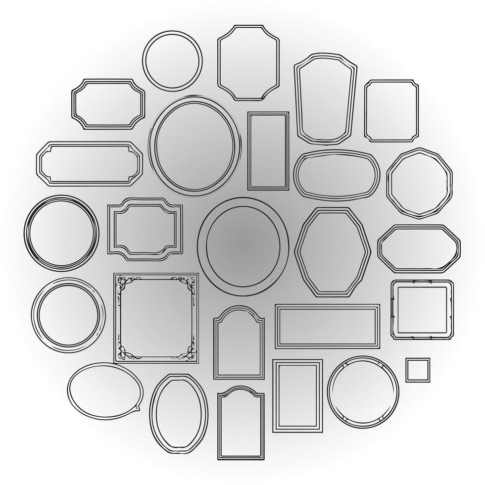 Mixed Circle and Oval Frame Set vector