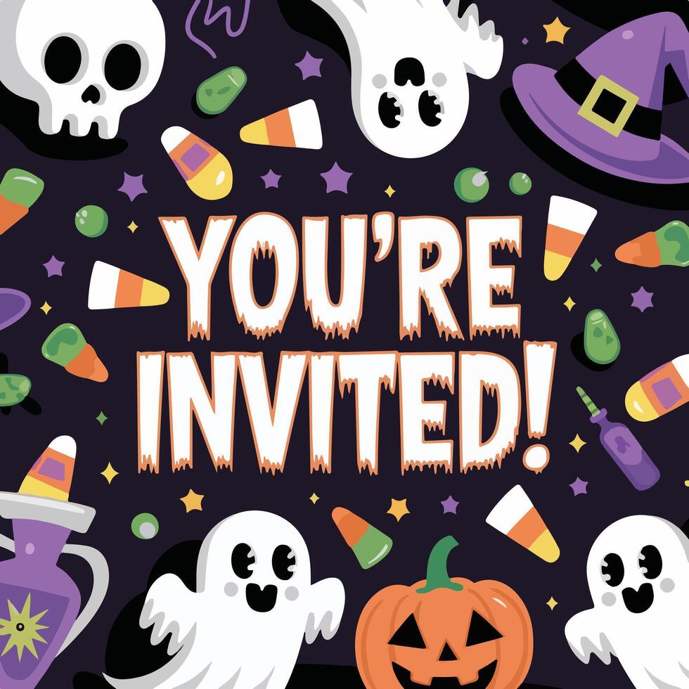 a poster with a halloween theme that says ' you ' re welcome ' vector