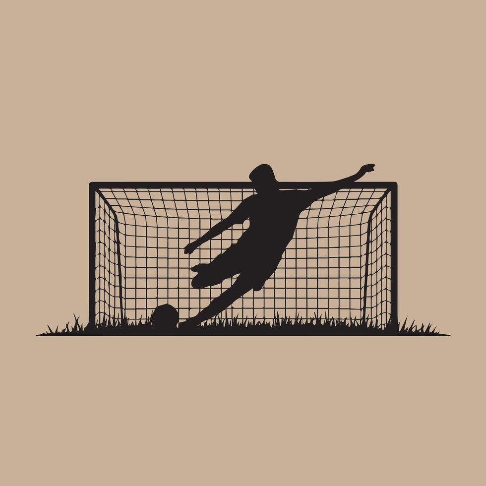 Goalkeeper making diving save vector