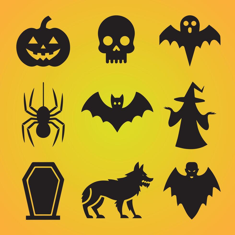 Witch Silhouette and Spider Webs vector