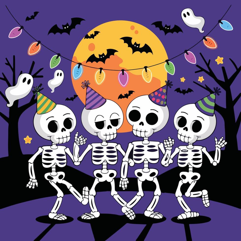 a poster for halloween with bats and a moon vector