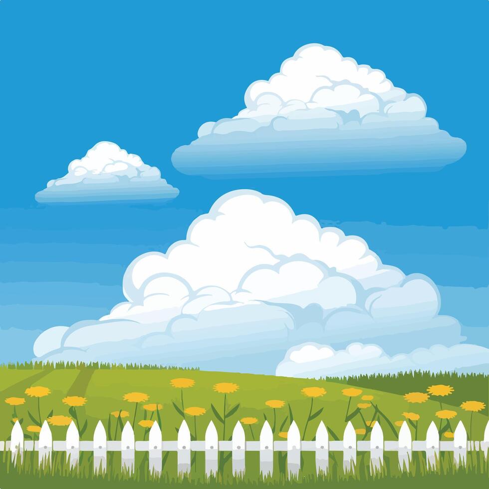 landscape with trees and clouds vector