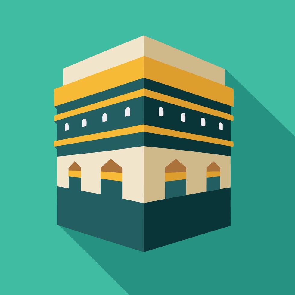 Kaaba flat icon with long shadow vector