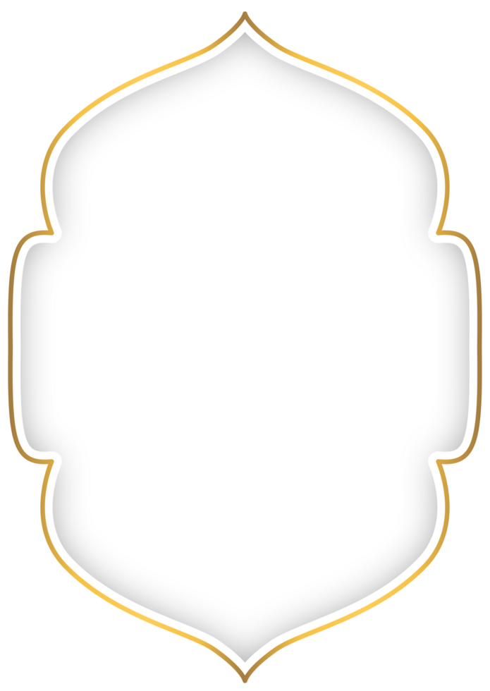 Luxurious Islamic Border Frame in White and Gold Style png