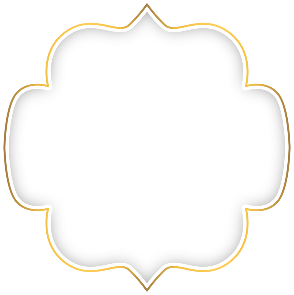 Stylish White and Gold Islamic Border Frame for Ramadhan and Eid Decoration png