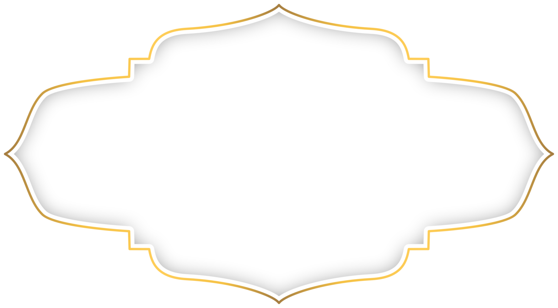 Exquisite White and Gold Islamic Border with Elegant Shadows png