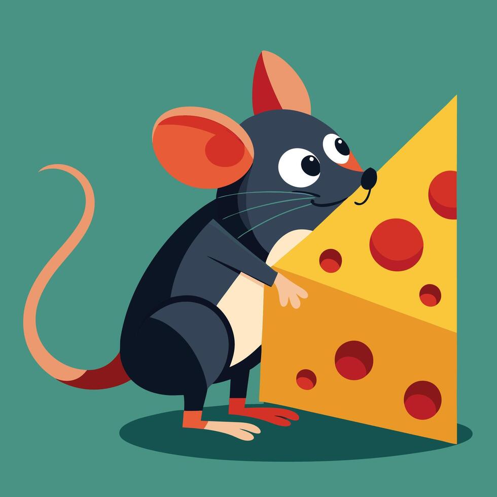 Mouse with cheese, illustration vector