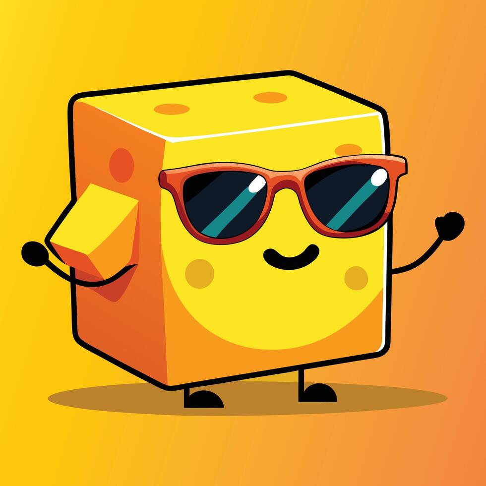 Cheese with sunglasses illustration vector