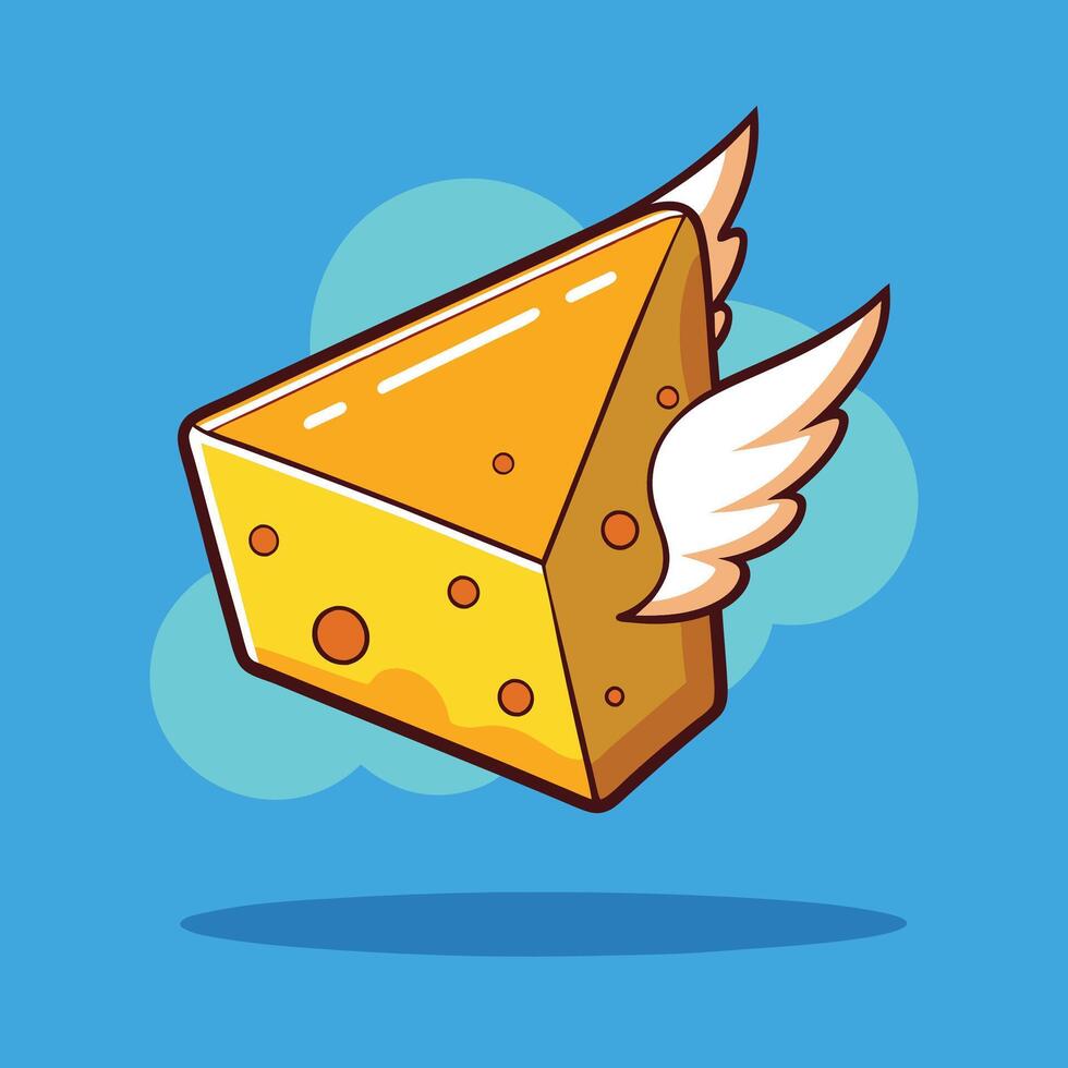 Cheese with wings illustration vector