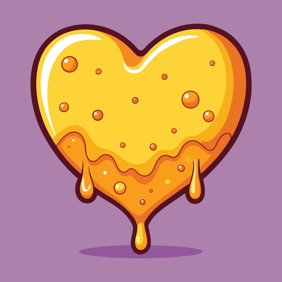 A heart shaped piece of honey on a purple background vector