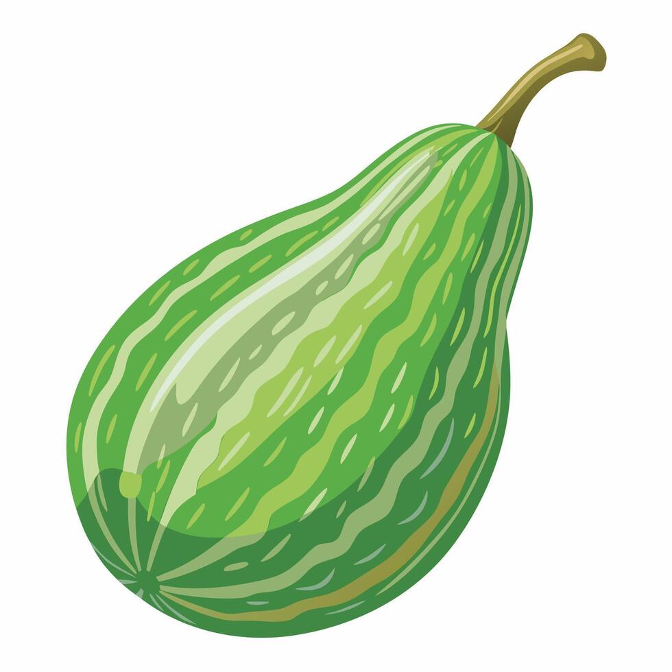 A green fruit with a long stem on a white background vector