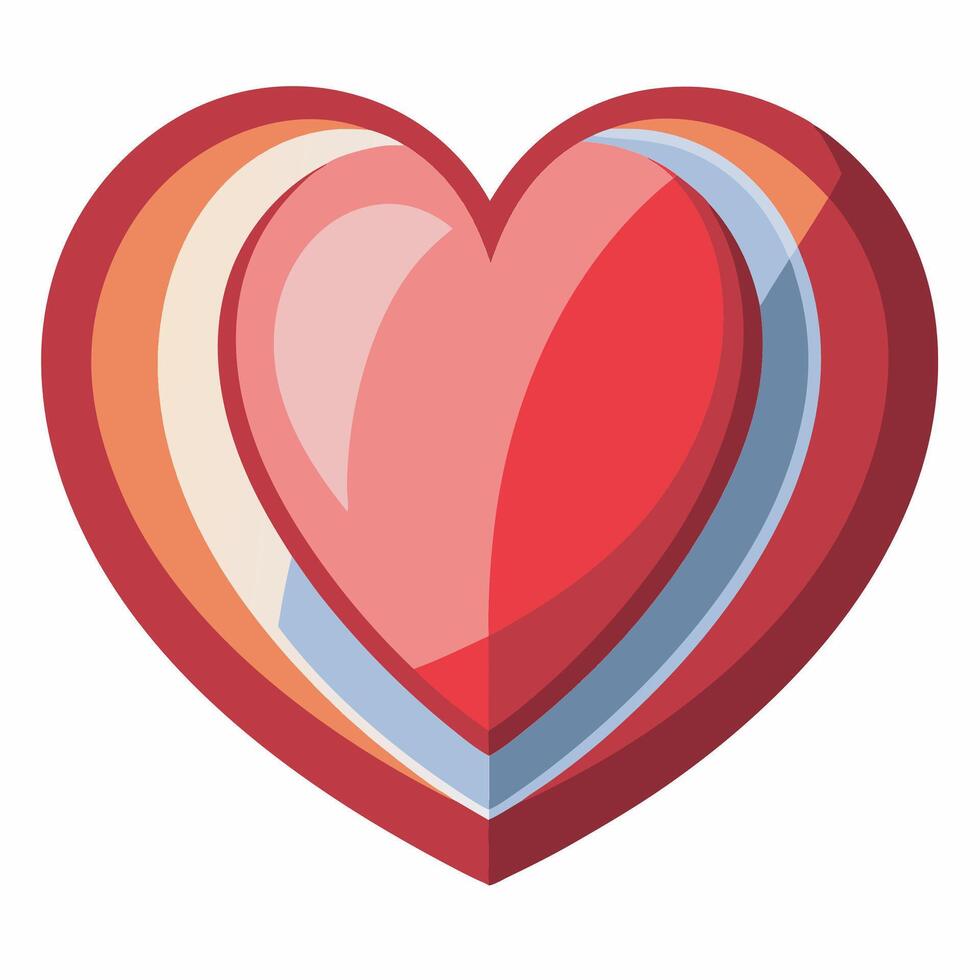 A heart shaped object with a rainbow stripe on it vector