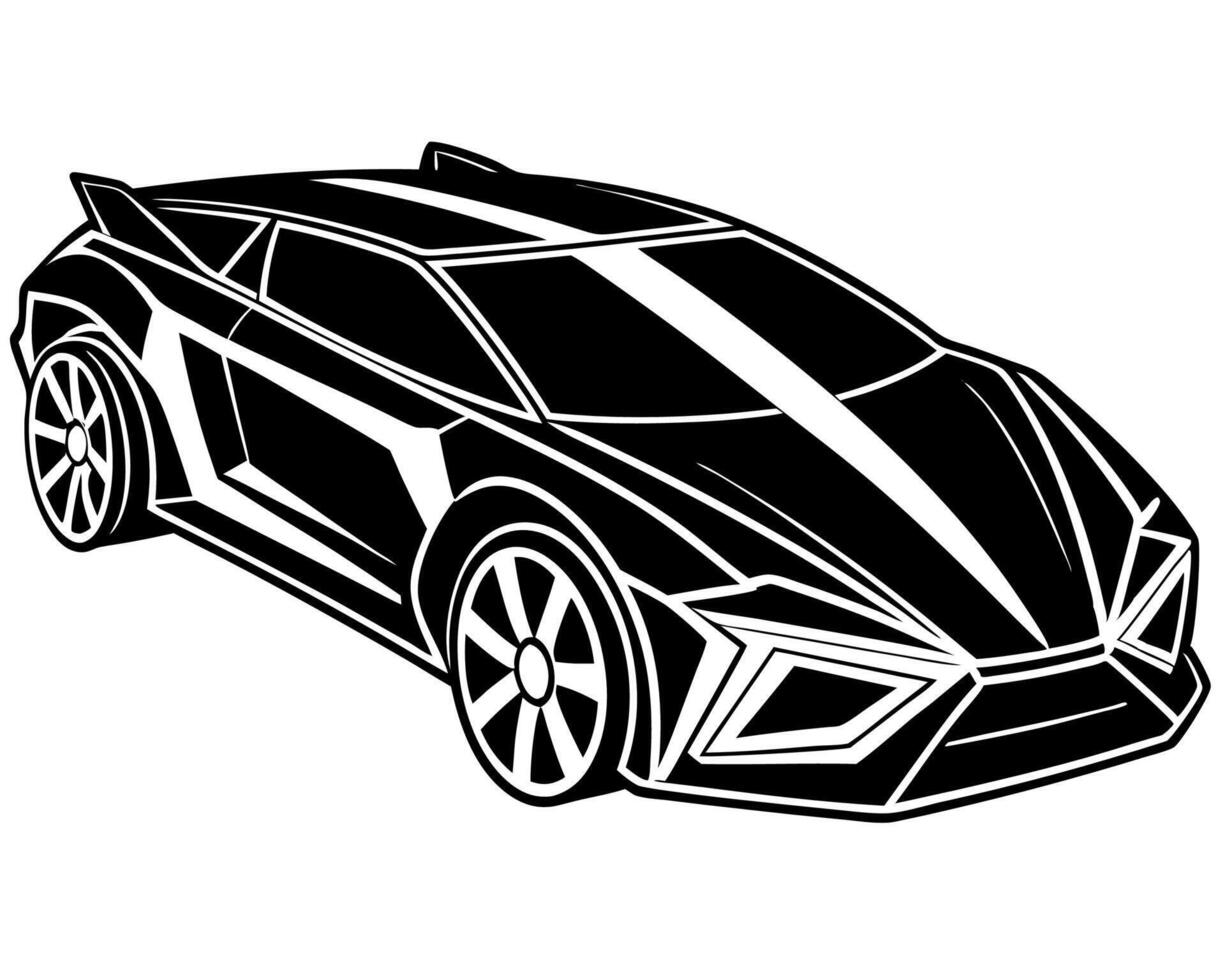 A black and white car with a white stripe vector