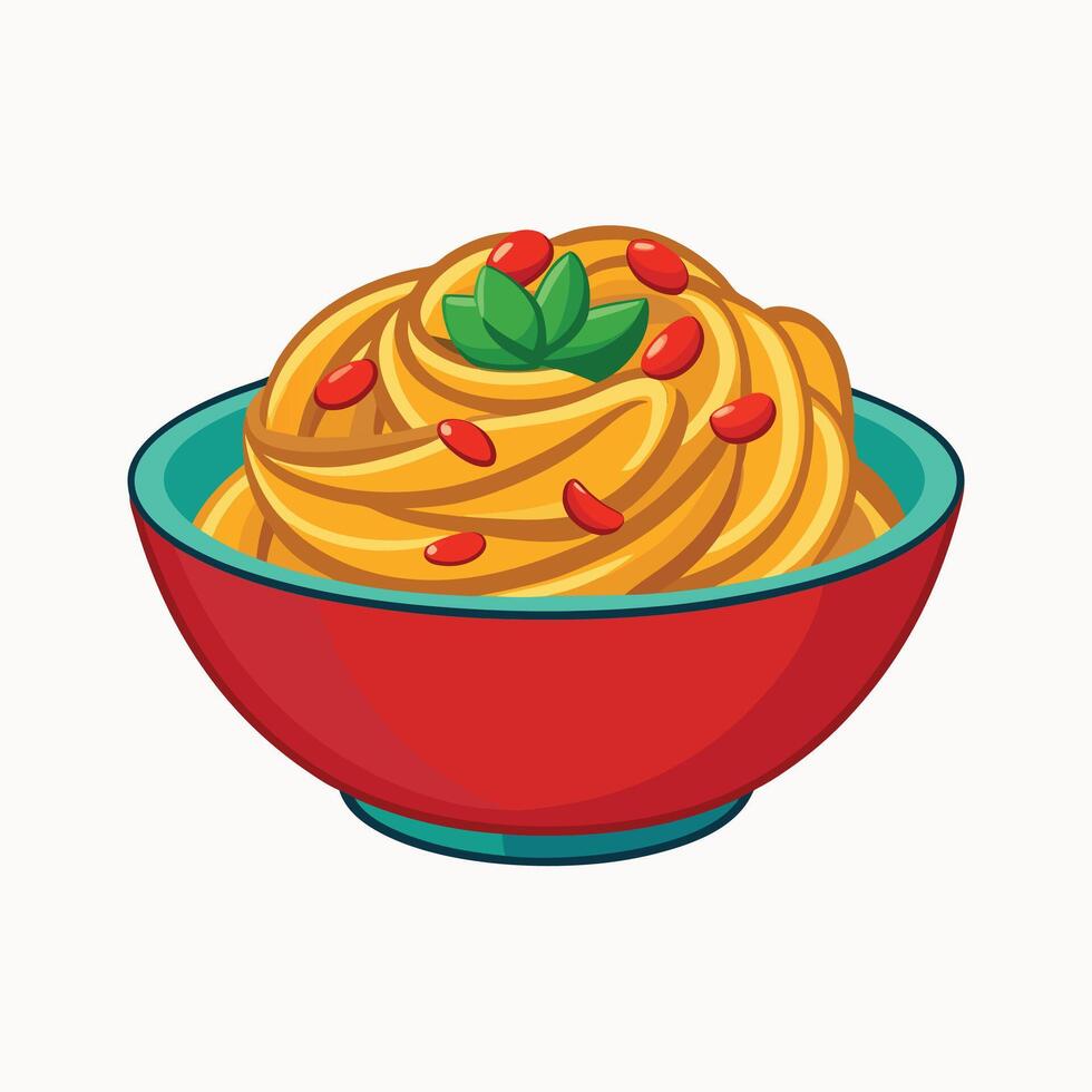 Spaghetti with tomato sauce in a bowl vector