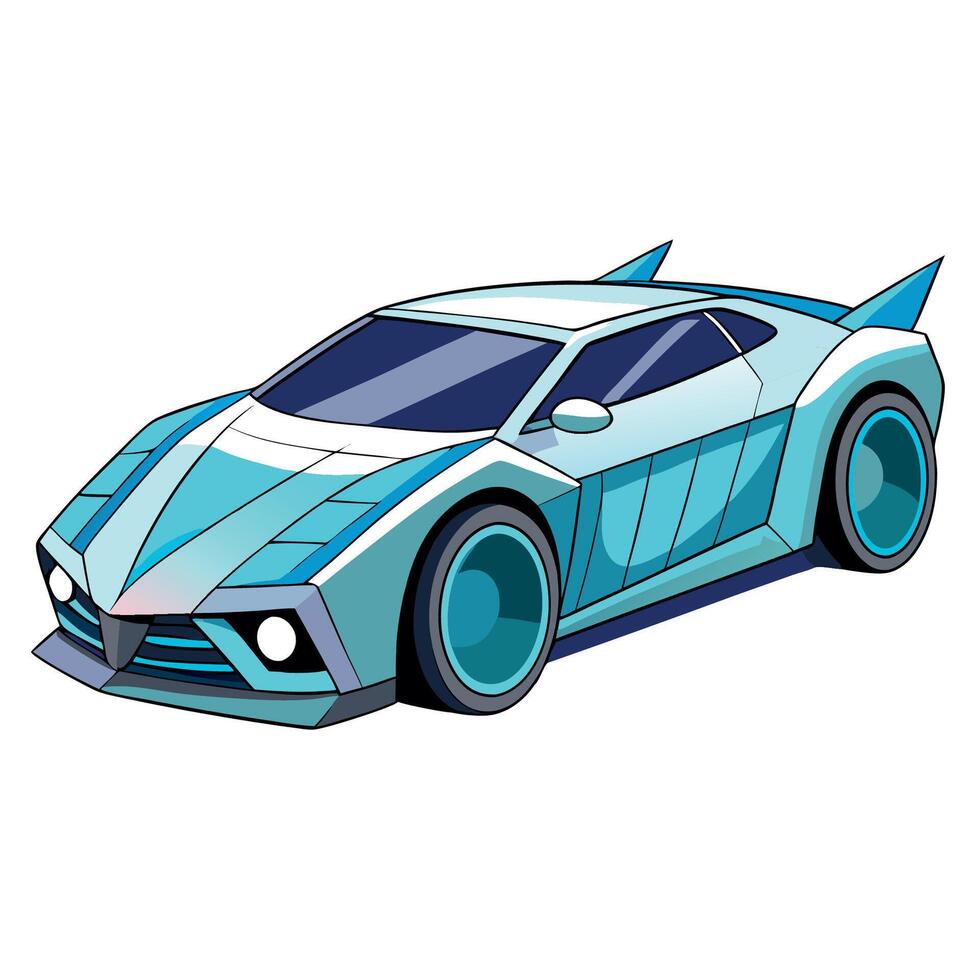 A cartoon car with blue paint and a blue hood vector
