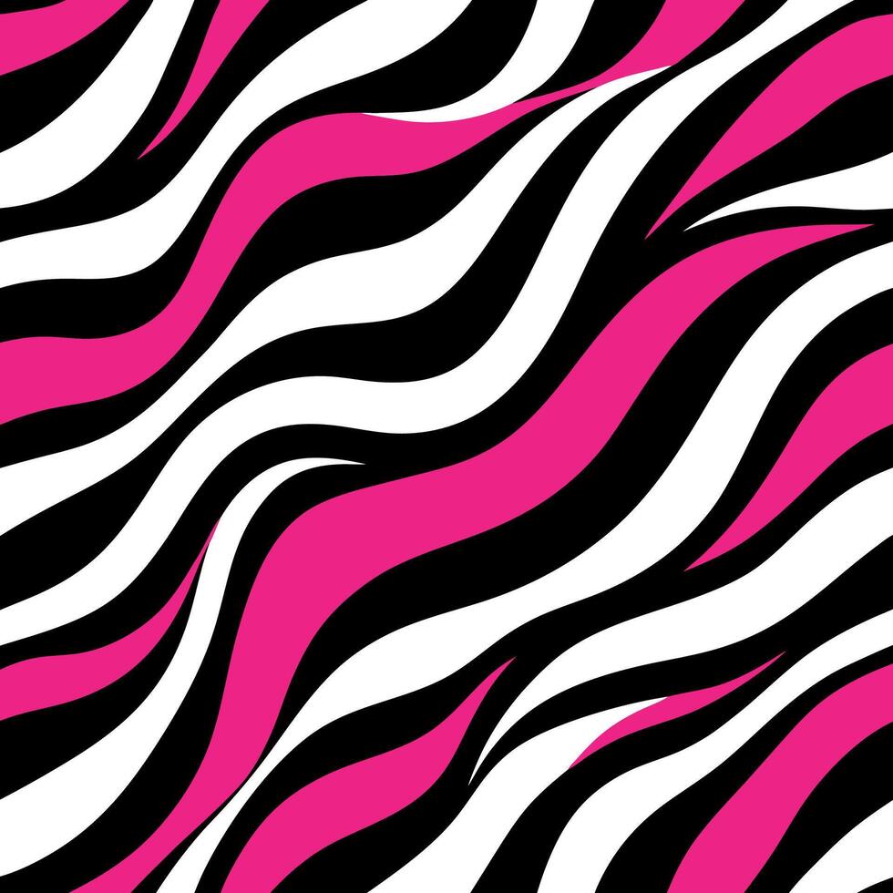 Zebra print wallpaper with pink and black stripes vector