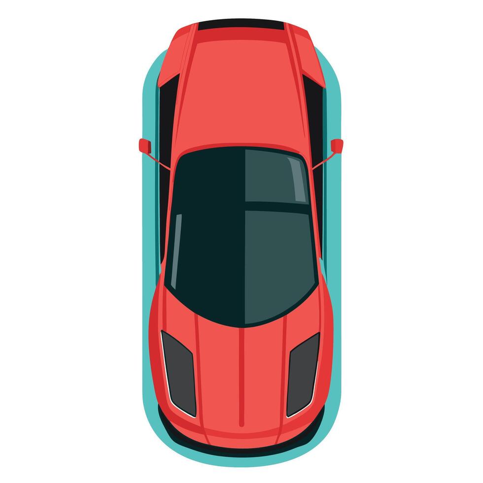 Top view of a red sports car on a white background vector