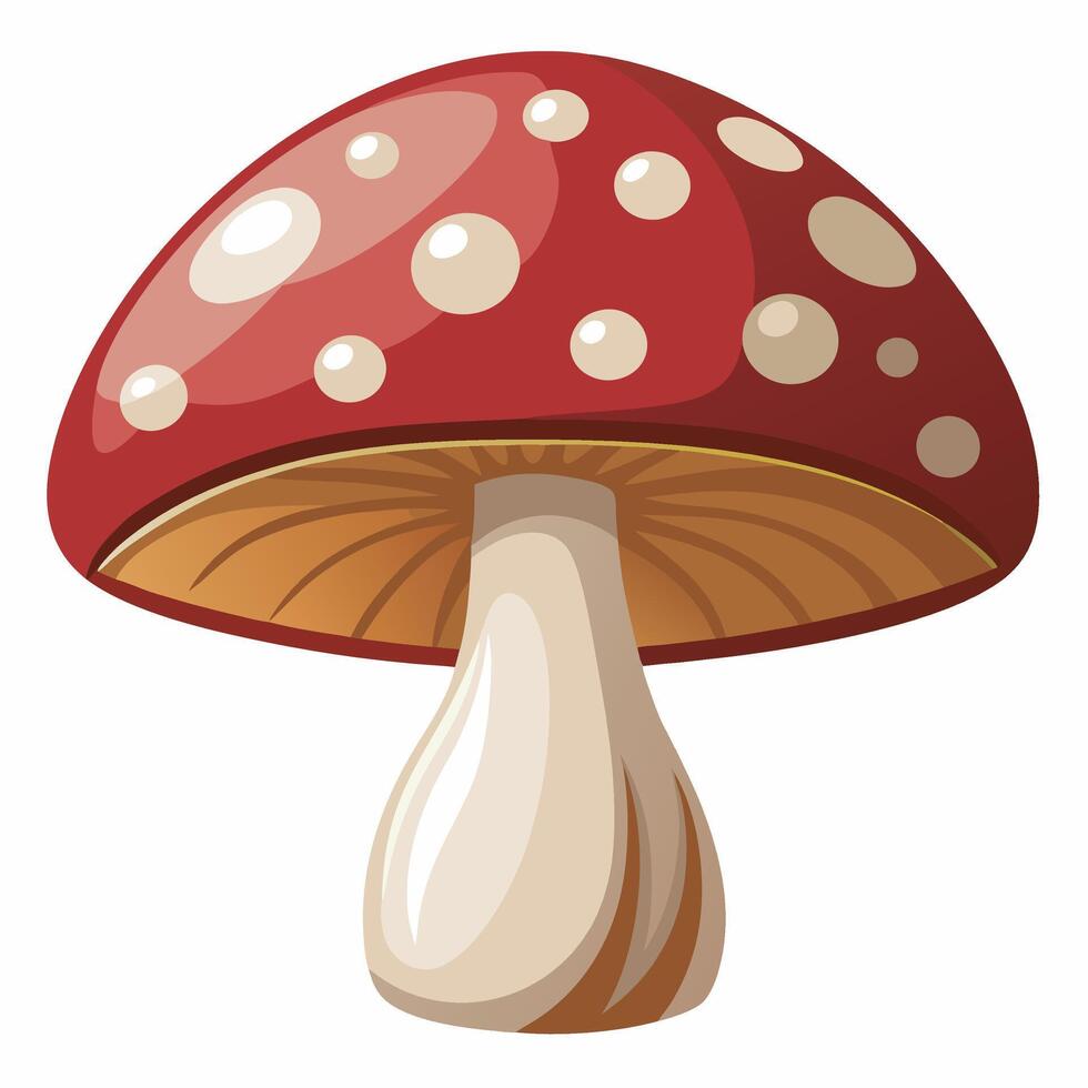 A red mushroom with white spots on it vector