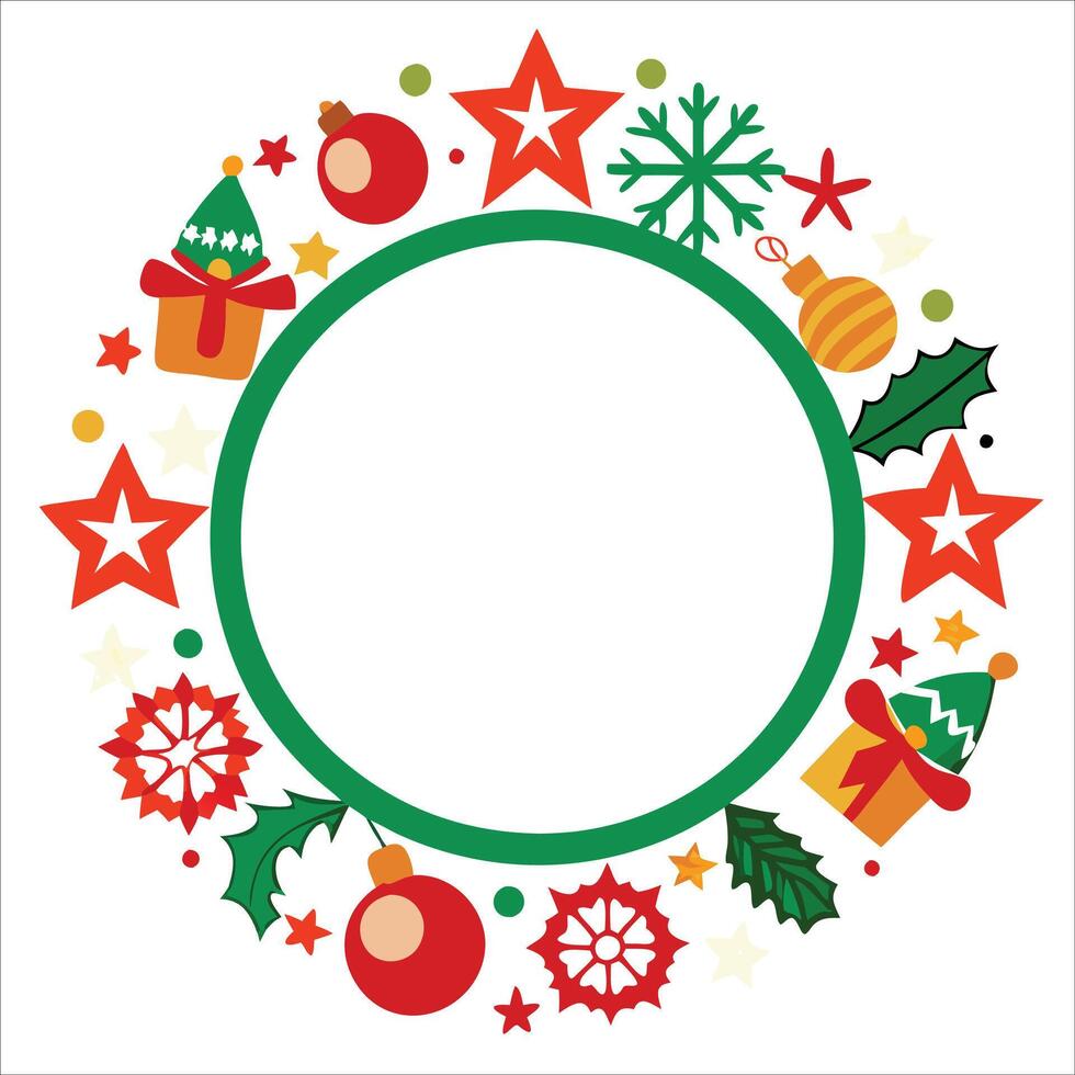 Christmas wreath frame vector
