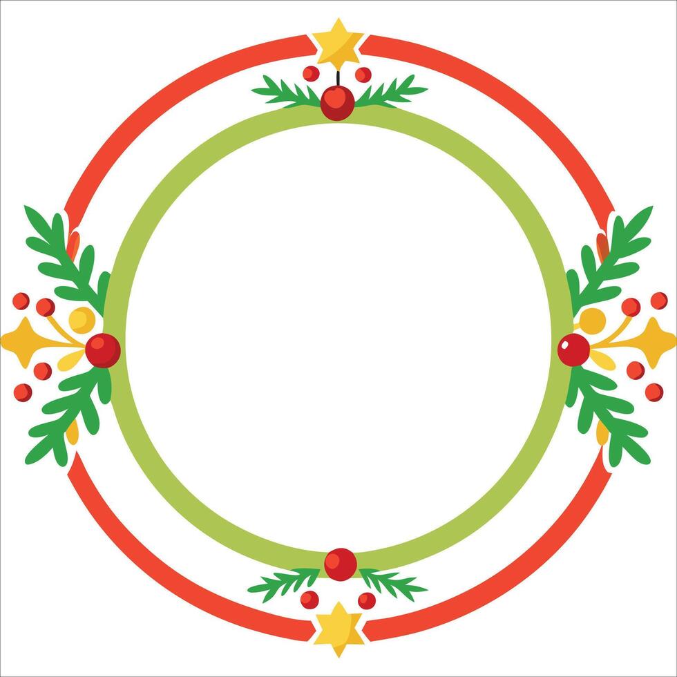 A christmas wreath with leaves and berries vector