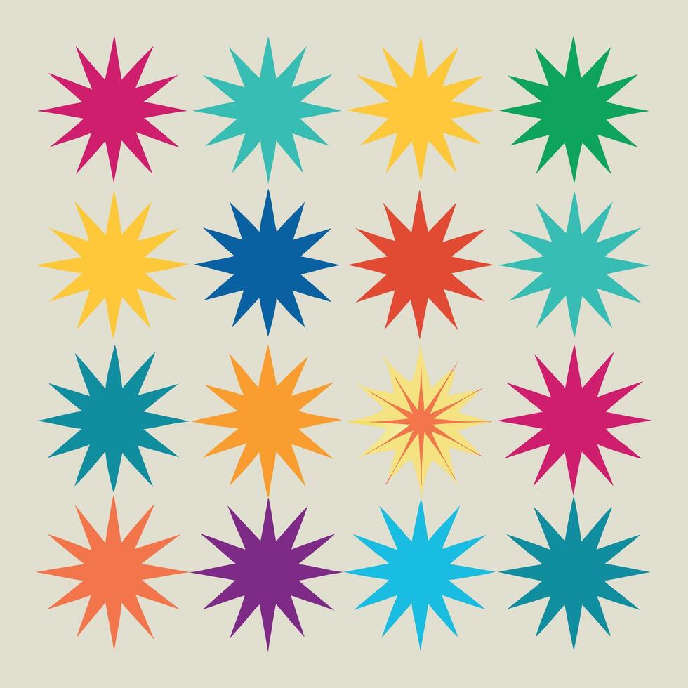 A set of colorful starburst icons vector